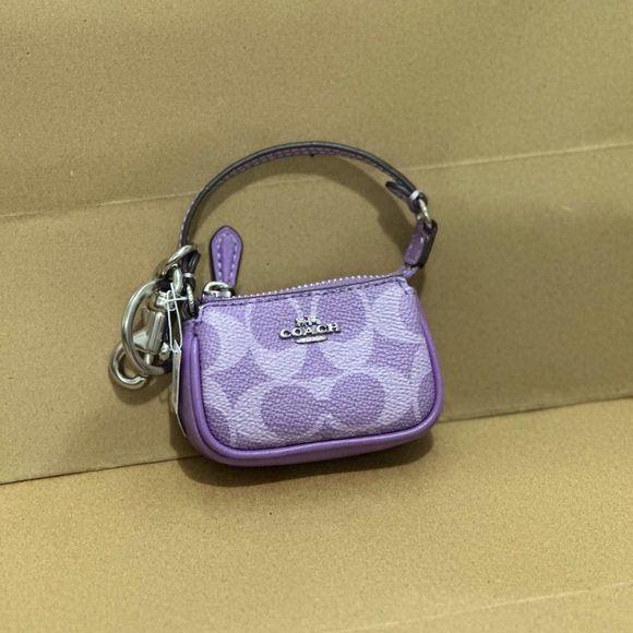 💜💜Coach Mini Nolita Bag Charm In Signature Canvas - Picture 9 of 9
